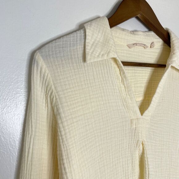 Soft Surroundings Long Sleeve Collared Yellow Shirt Size Medium Women’s - Picture 4 of 12